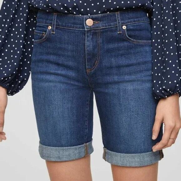 Ann Taylor LOFT Denim Jean Bermuda Shorts Blue Indigo 24" Waist NWT - Picture 1 of 2